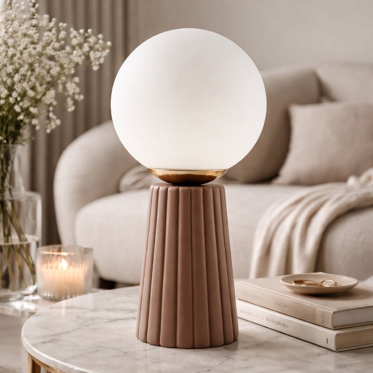 Modern European furniture - Fluted Ceramic Glass Table Lamp - www.oroa.com