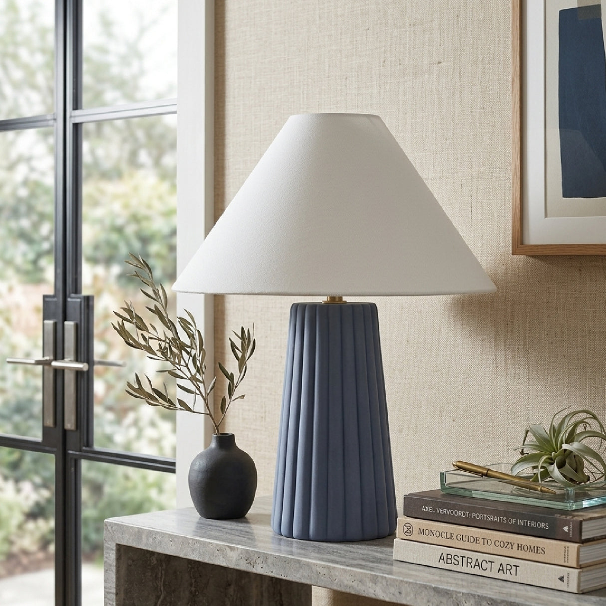 Fluted Ceramic Linen Table Lamp | Oroa.com