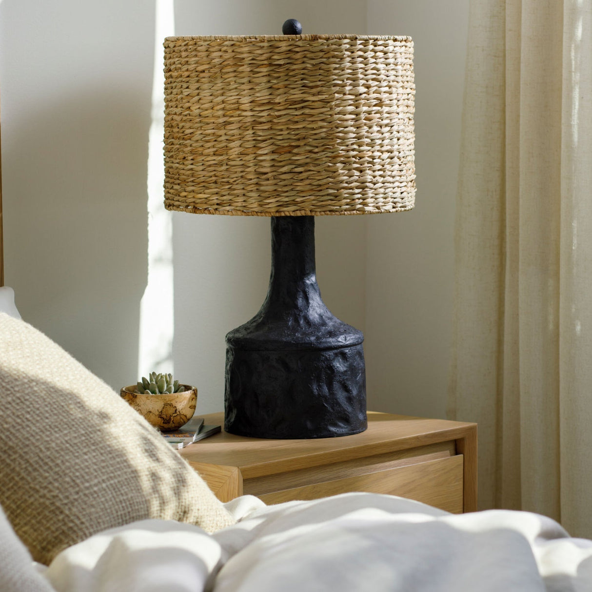 Modern European furniture - Tan Seagrass Accent Table Lamp - www.oroa.com