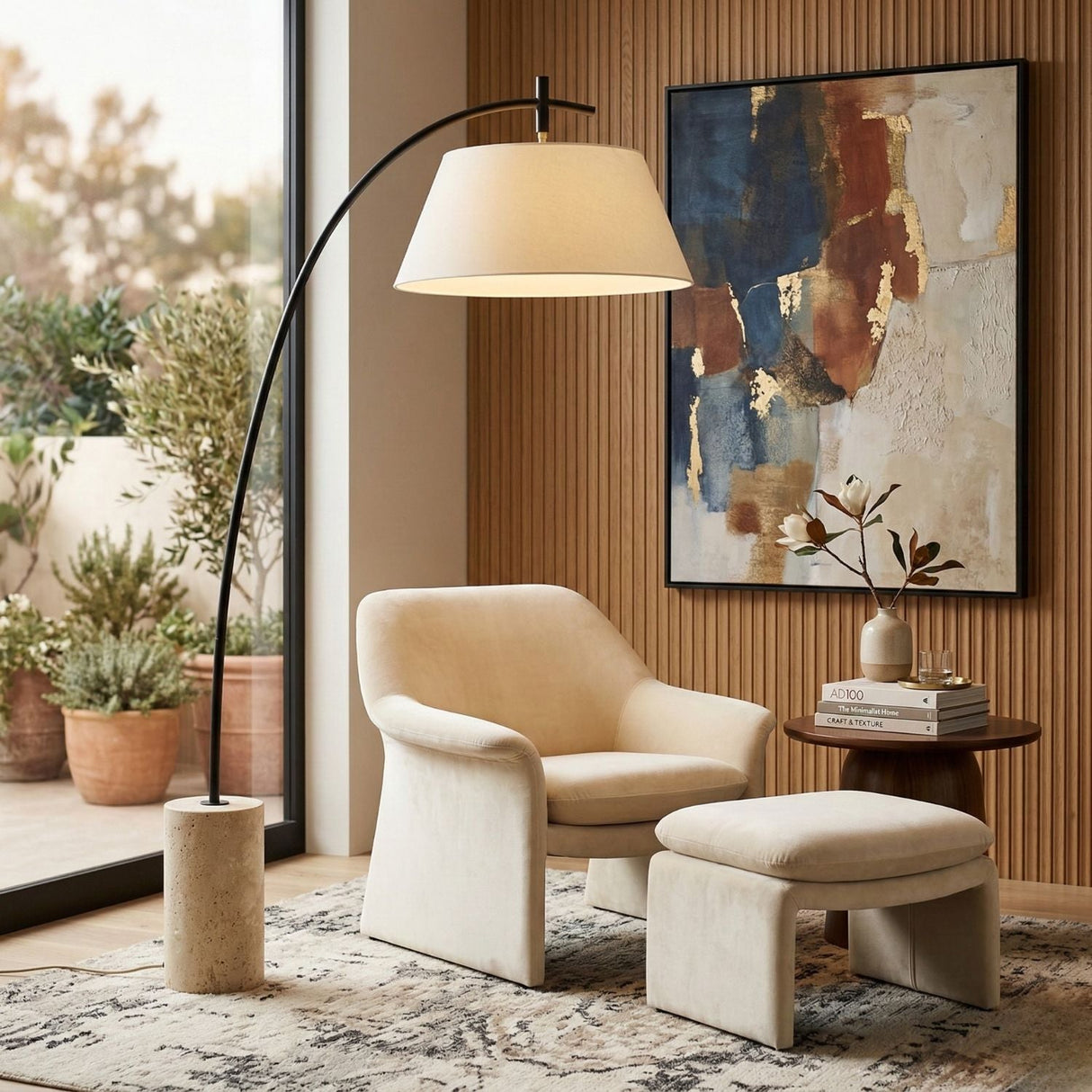 Modern European furniture - White Linen Tilted Floor Lamp - www.oroa.com