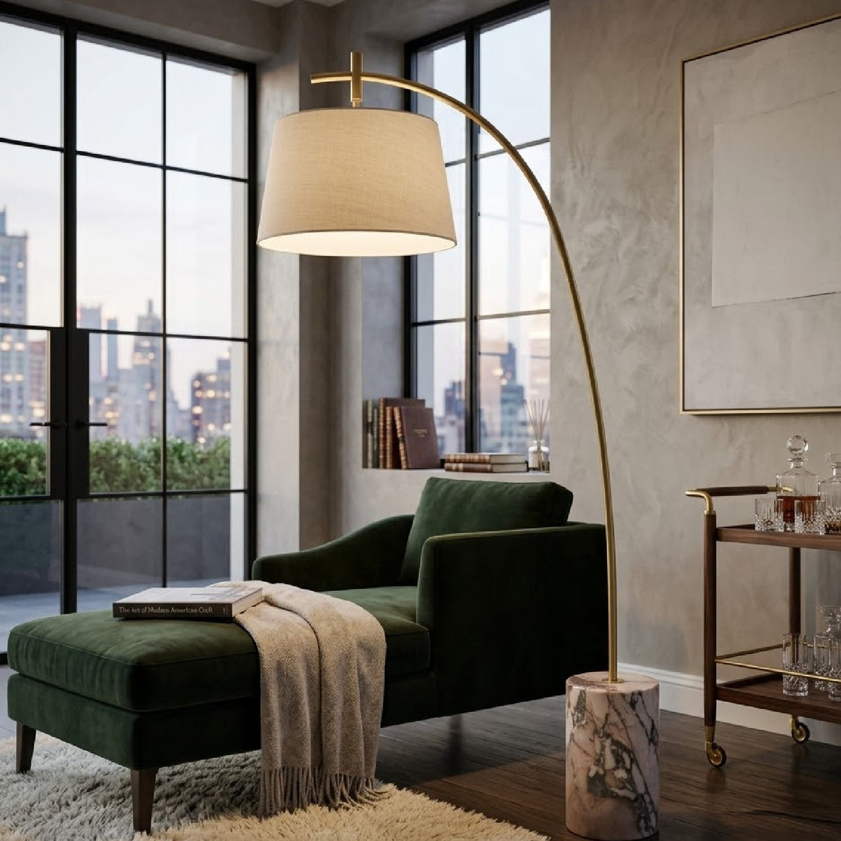 Modern European furniture - Linen Shade Sloped Floor Lamp - www.oroa.com