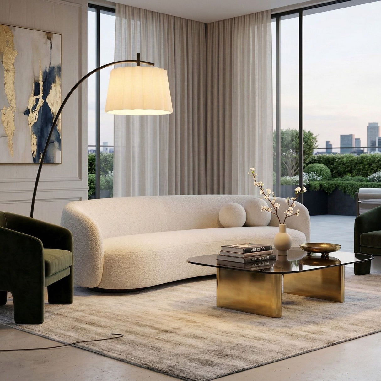 White Linen Scalloped Floor Lamp | Oroa.com