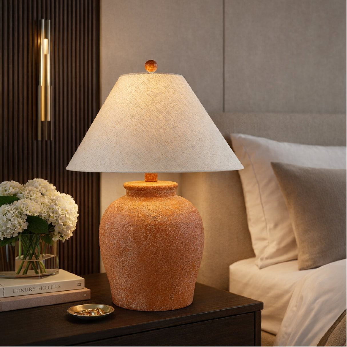 Modern European furniture - Red Ceramic Accent Table Lamp - www.oroa.com
