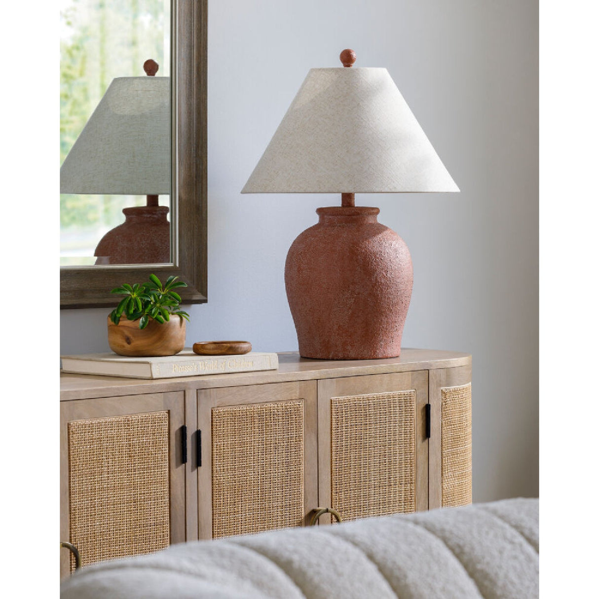 Modern European furniture - Red Ceramic Accent Table Lamp - www.oroa.com