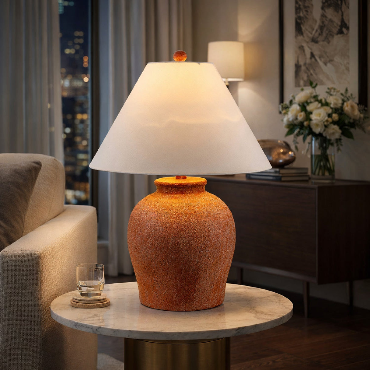 Modern European furniture - Red Ceramic Accent Table Lamp - www.oroa.com