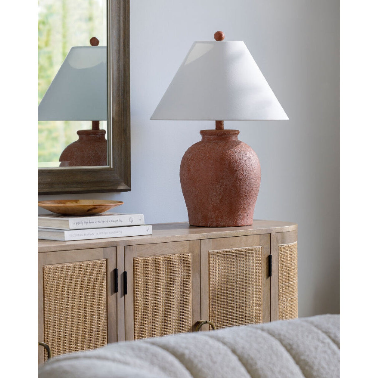 Modern European furniture - Red Ceramic Accent Table Lamp - www.oroa.com