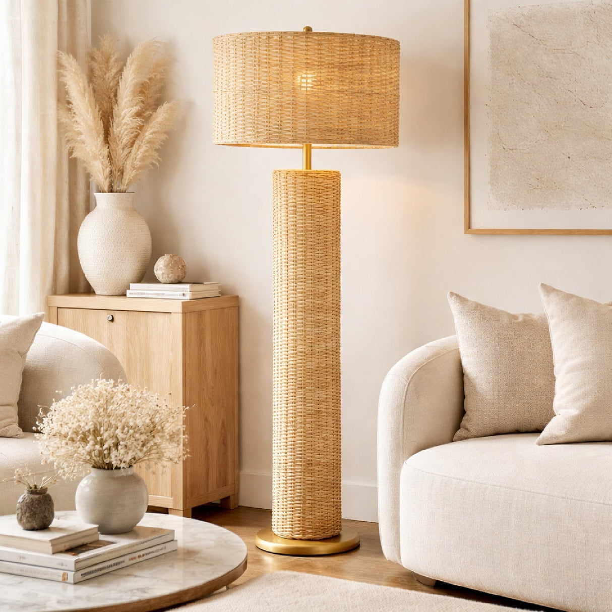 Modern European furniture - Woven Rattan Accent Floor Lamp - www.oroa.com