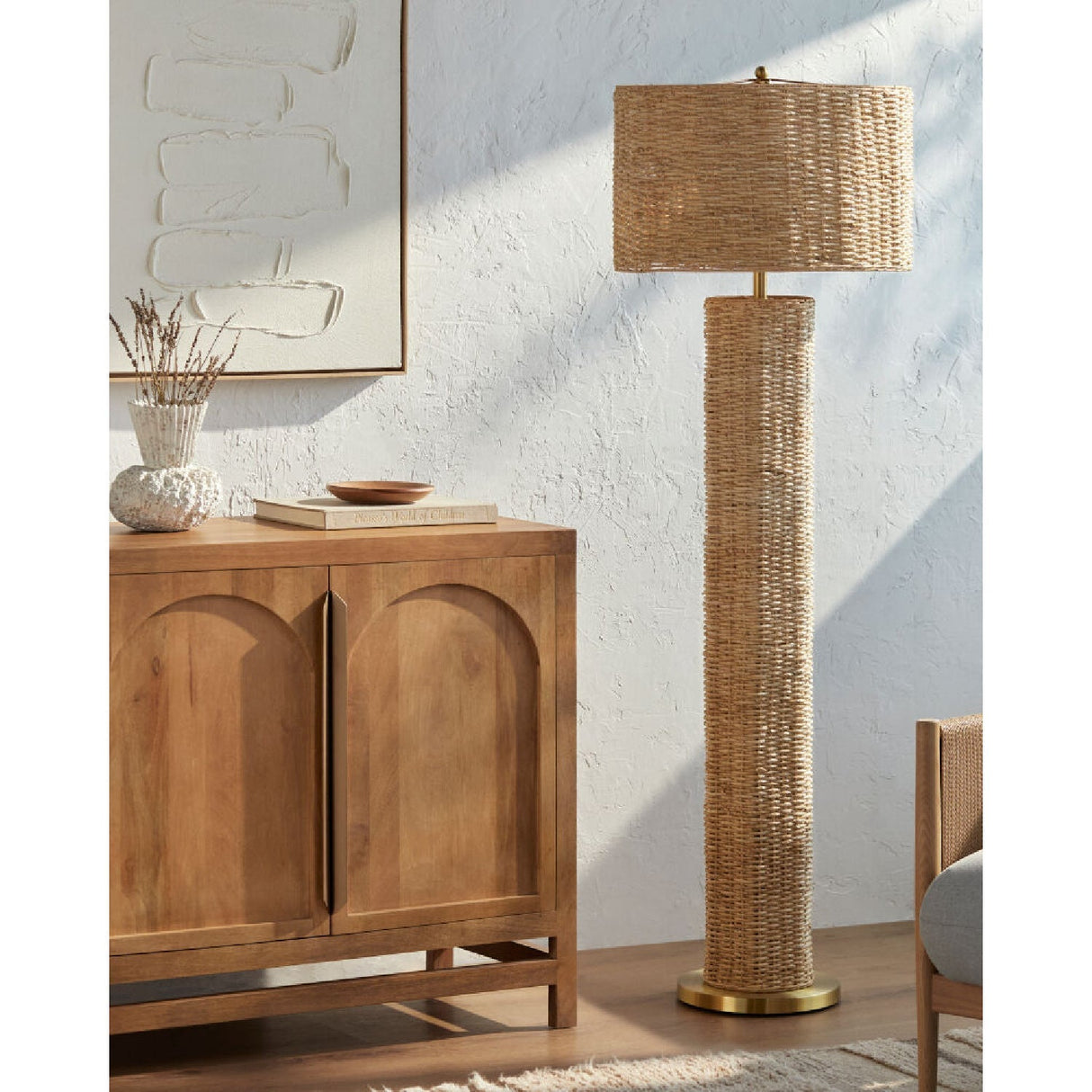 Modern European furniture - Woven Rattan Accent Floor Lamp - www.oroa.com