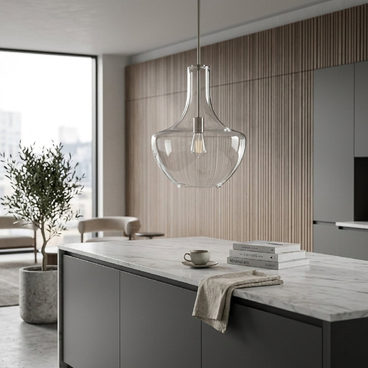 Modern European furniture - Clear Glass Silver Pendant Light - www.oroa.com