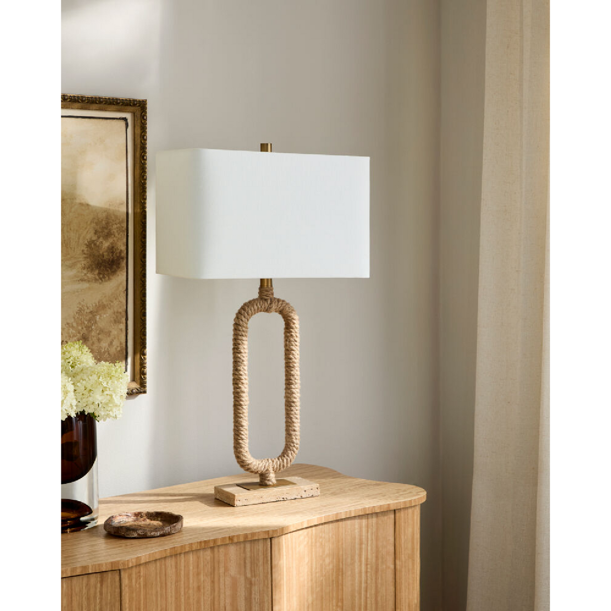 Modern European furniture - Natural Hemp Wrapped Table Lamp - www.oroa.com