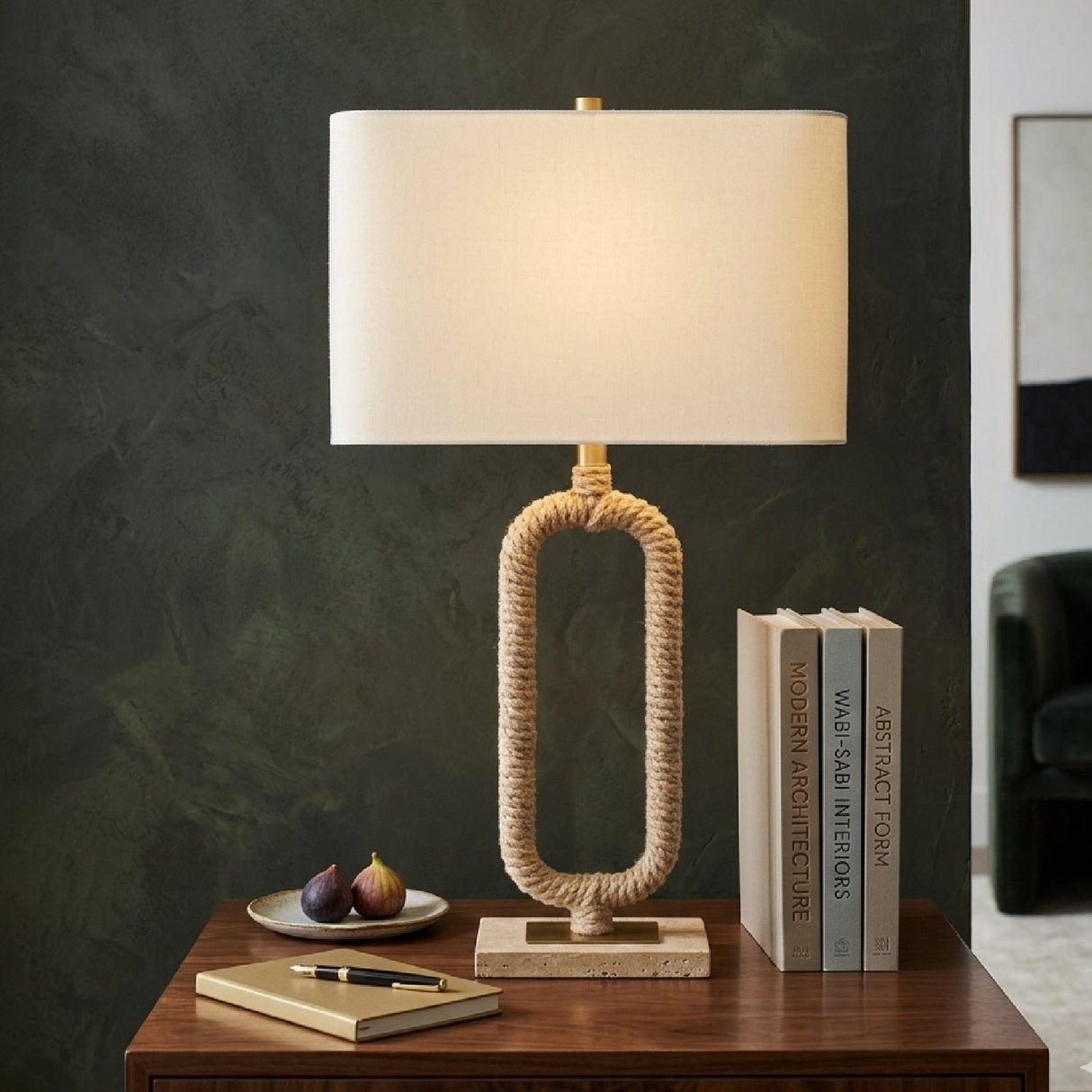 Modern European furniture - Natural Hemp Wrapped Table Lamp - www.oroa.com