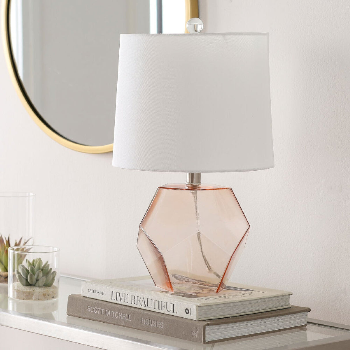 Modern European furniture - Clear Pink Glass Table Lamp - www.oroa.com