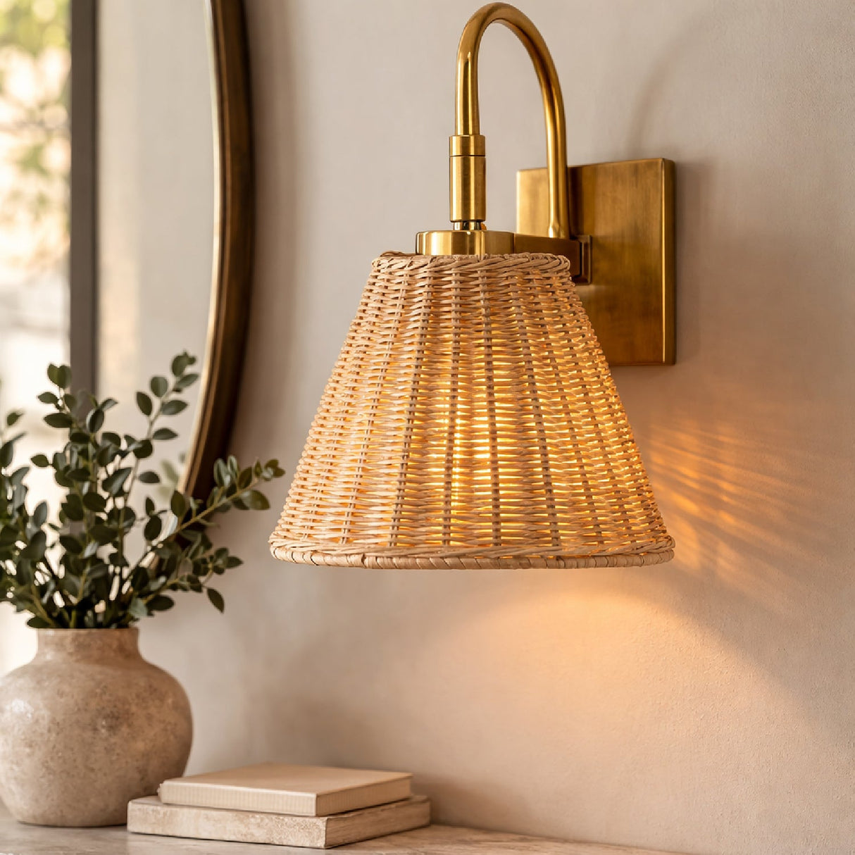 Modern European furniture - Natural Rattan Wall Lamp - www.oroa.com