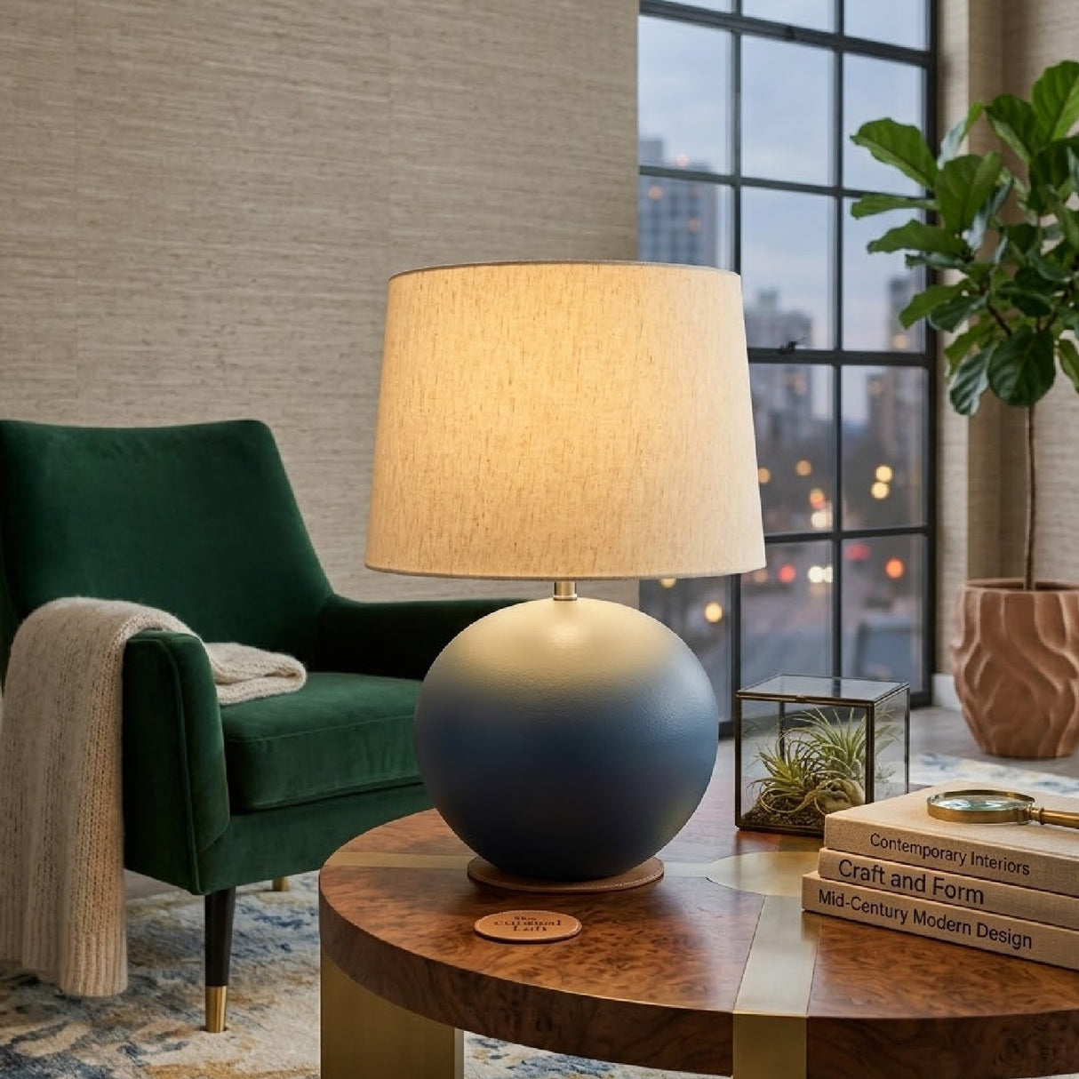 Modern European furniture - Glazed Ceramic Linen Table Lamp - www.oroa.com