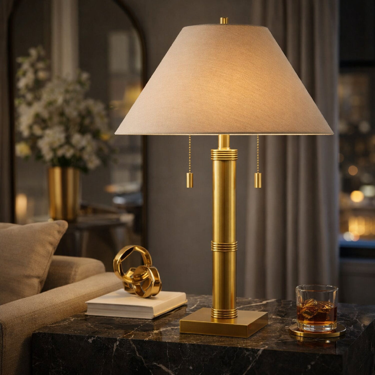 Modern European furniture - Taupe Linen Accent Table Lamp - www.oroa.com
