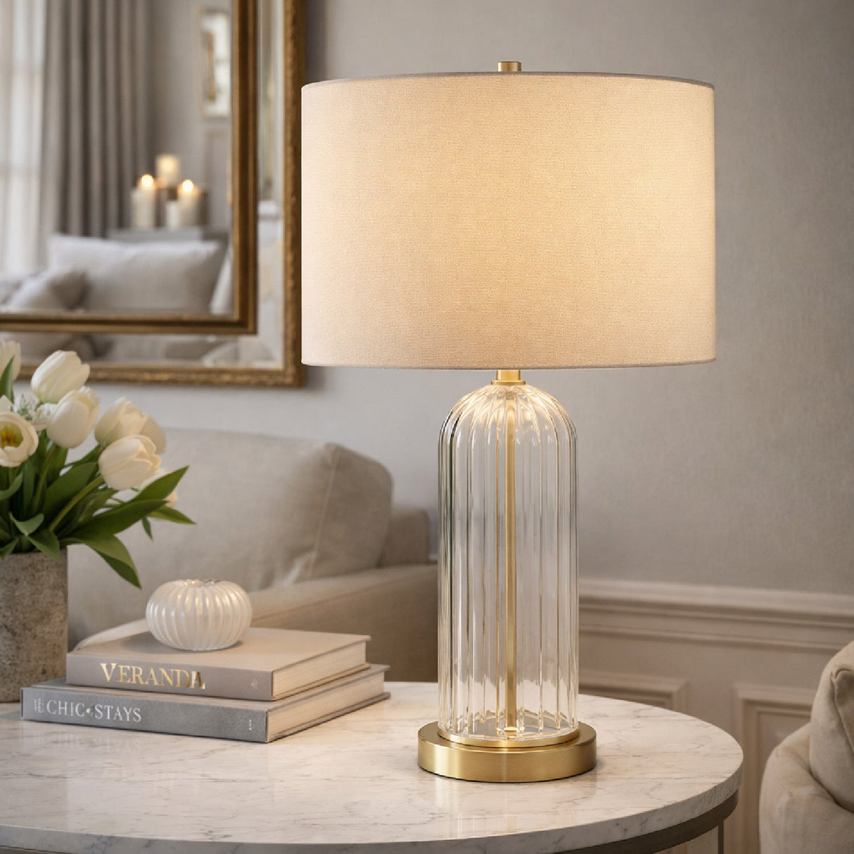 Modern European furniture - Glass Base Accent Table Lamp - www.oroa.com