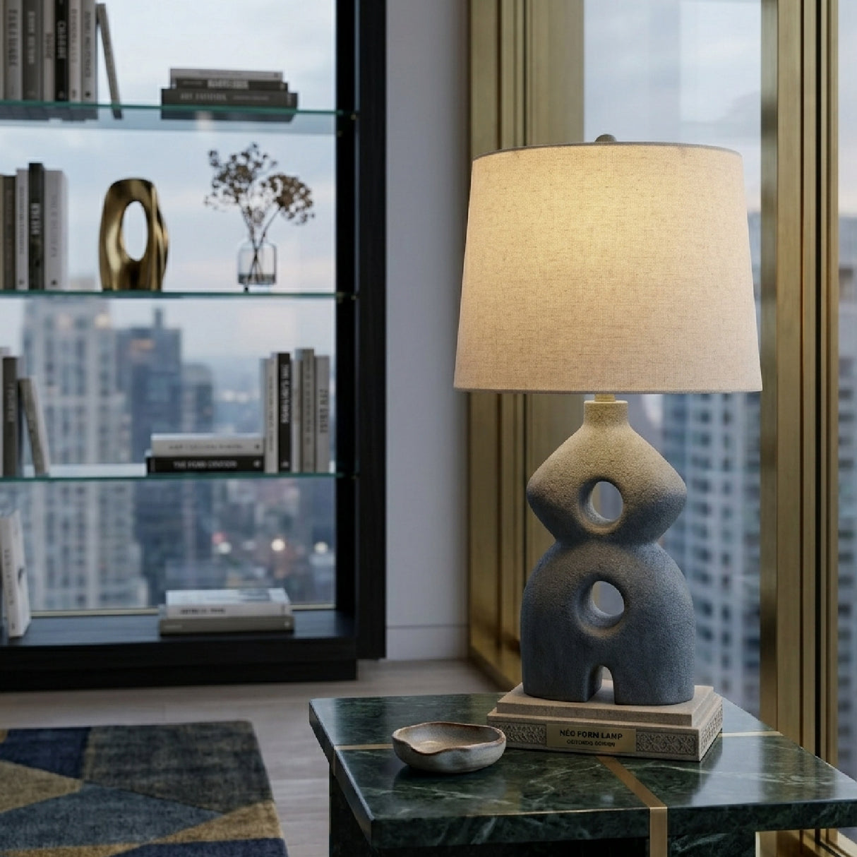Modern European furniture - Black Sculptured Base Table Lamp - www.oroa.com