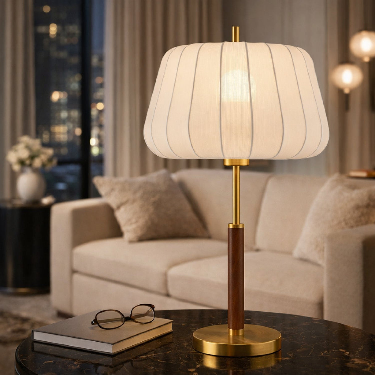 Modern European furniture - White Cotton Accent Table Lamp - www.oroa.com