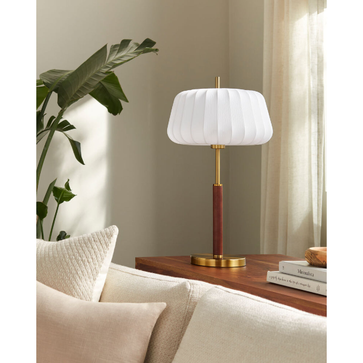 White Cotton Accent Table Lamp | Oroa.com
