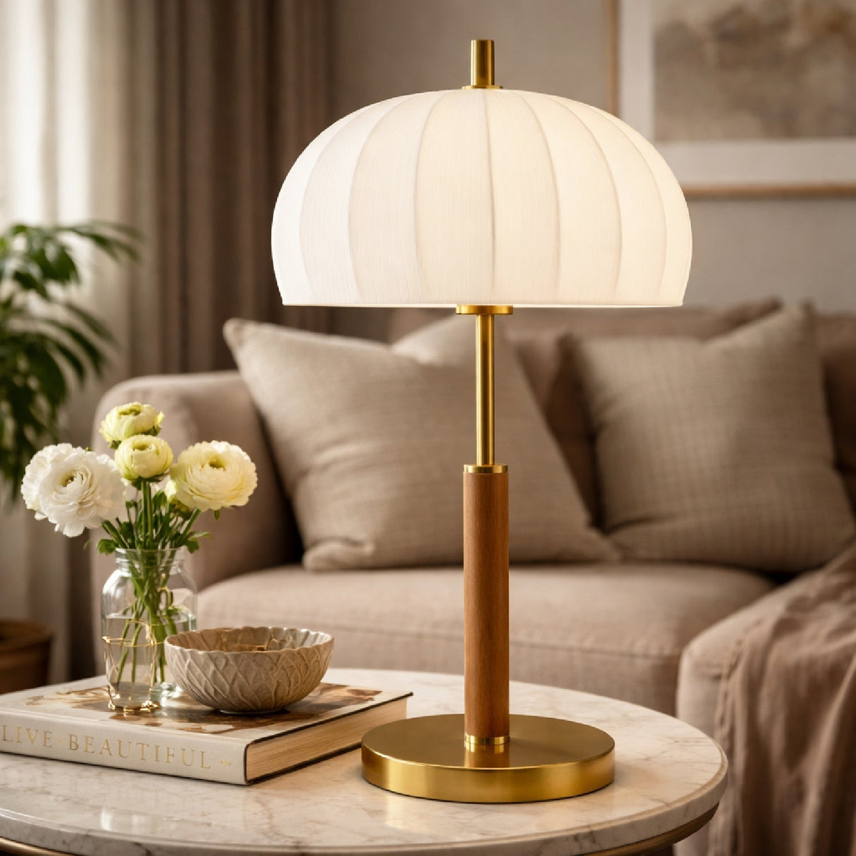 Modern European furniture - White Cotton Accent Table Lamp - www.oroa.com