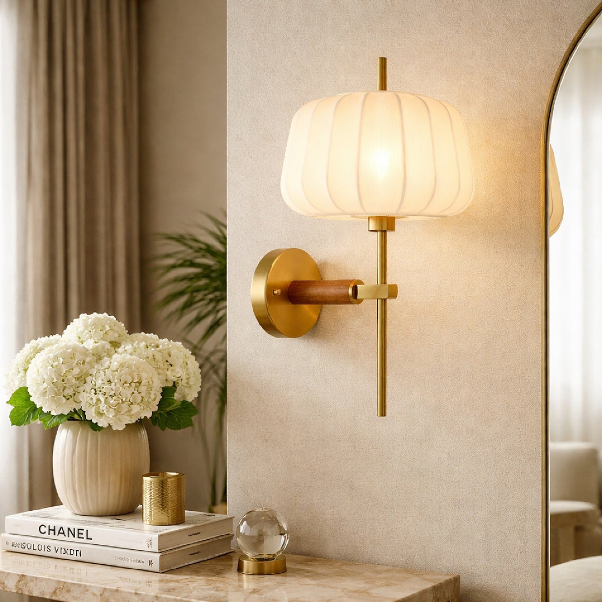 Modern European furniture - White Cotton Accent Wall Lamp - www.oroa.com