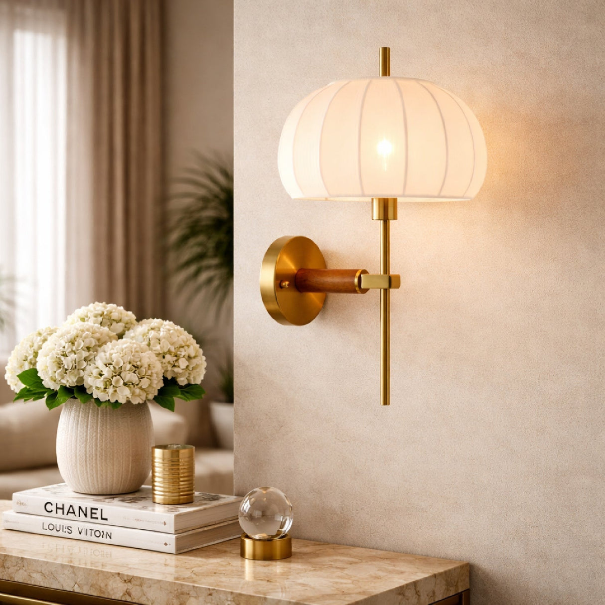 Modern European furniture - White Cotton Accent Wall Lamp - www.oroa.com