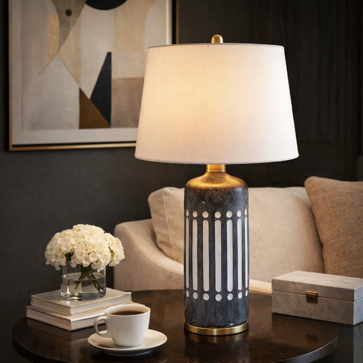 Modern European furniture - Gray Cement Accent Table Lamp - www.oroa.com
