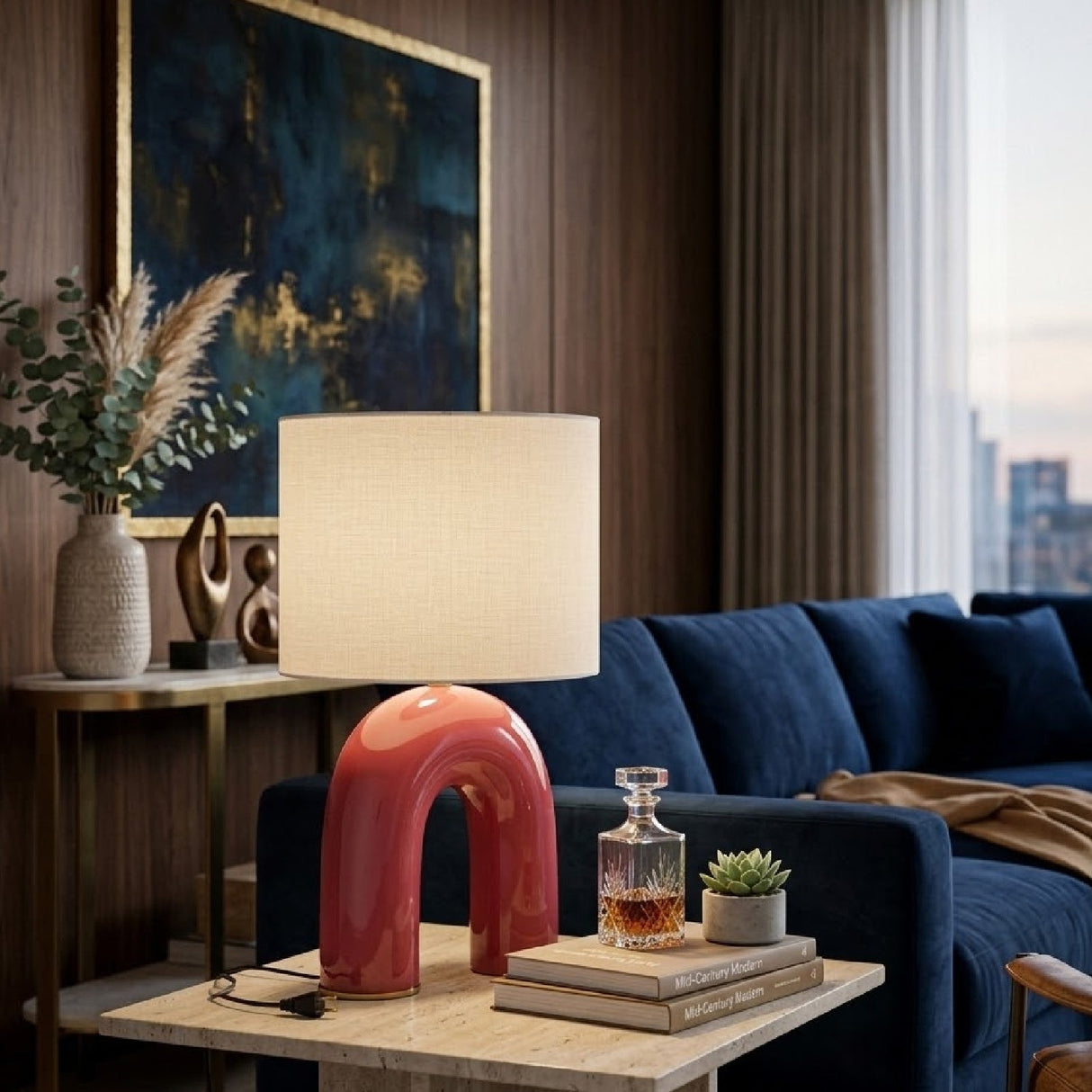Modern European furniture - Arched Ceramic Accent Table Lamp - www.oroa.com