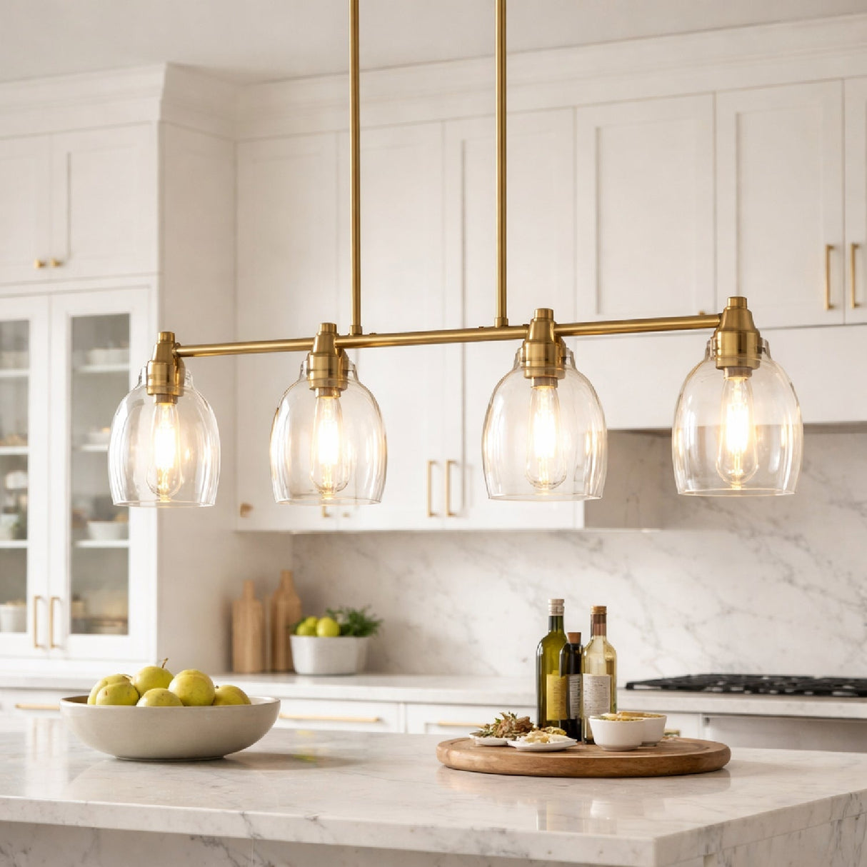 Modern European furniture - 4-Light Glass Linear Chandelier - www.oroa.com