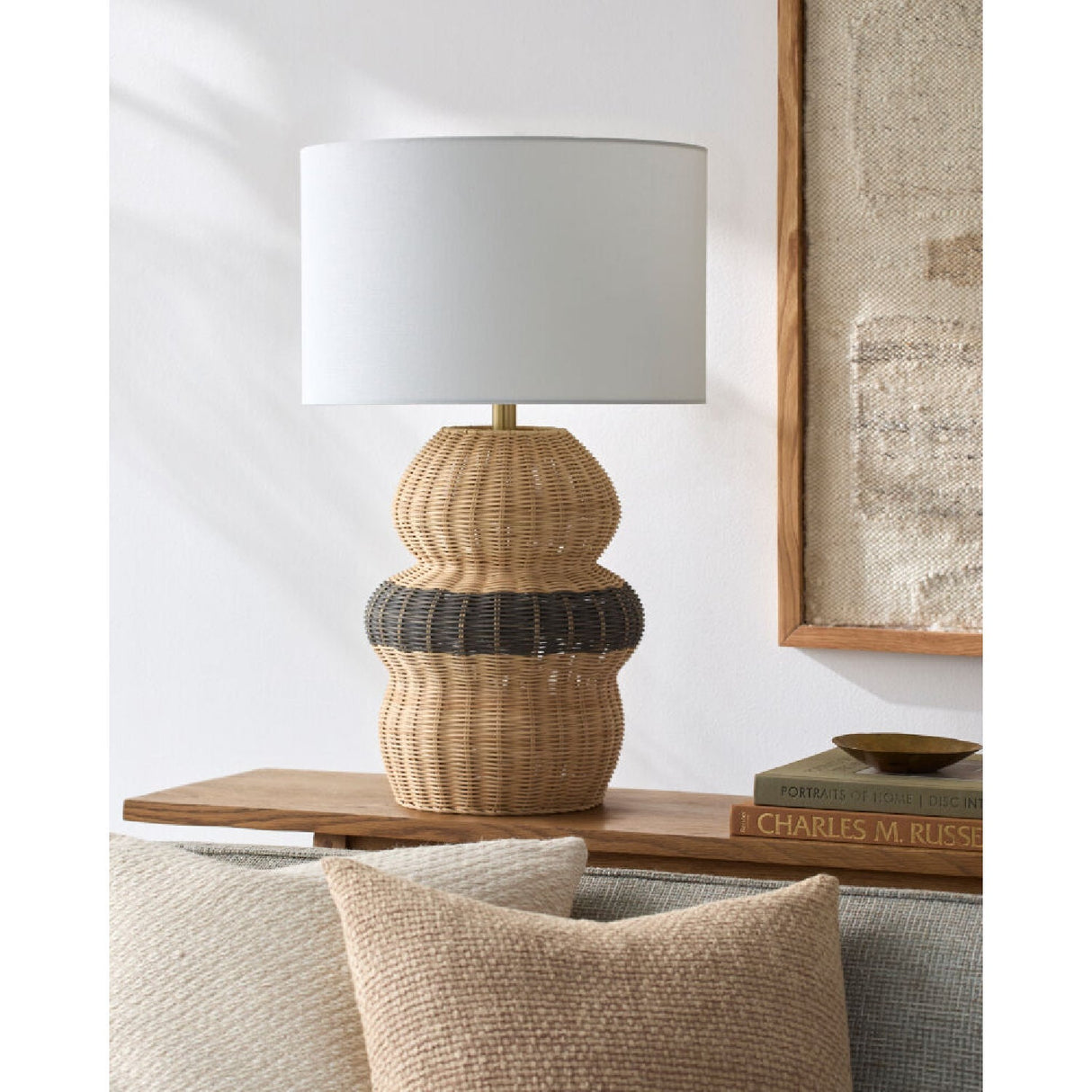 Modern European furniture - Wavy Rattan Base Table Lamp - www.oroa.com