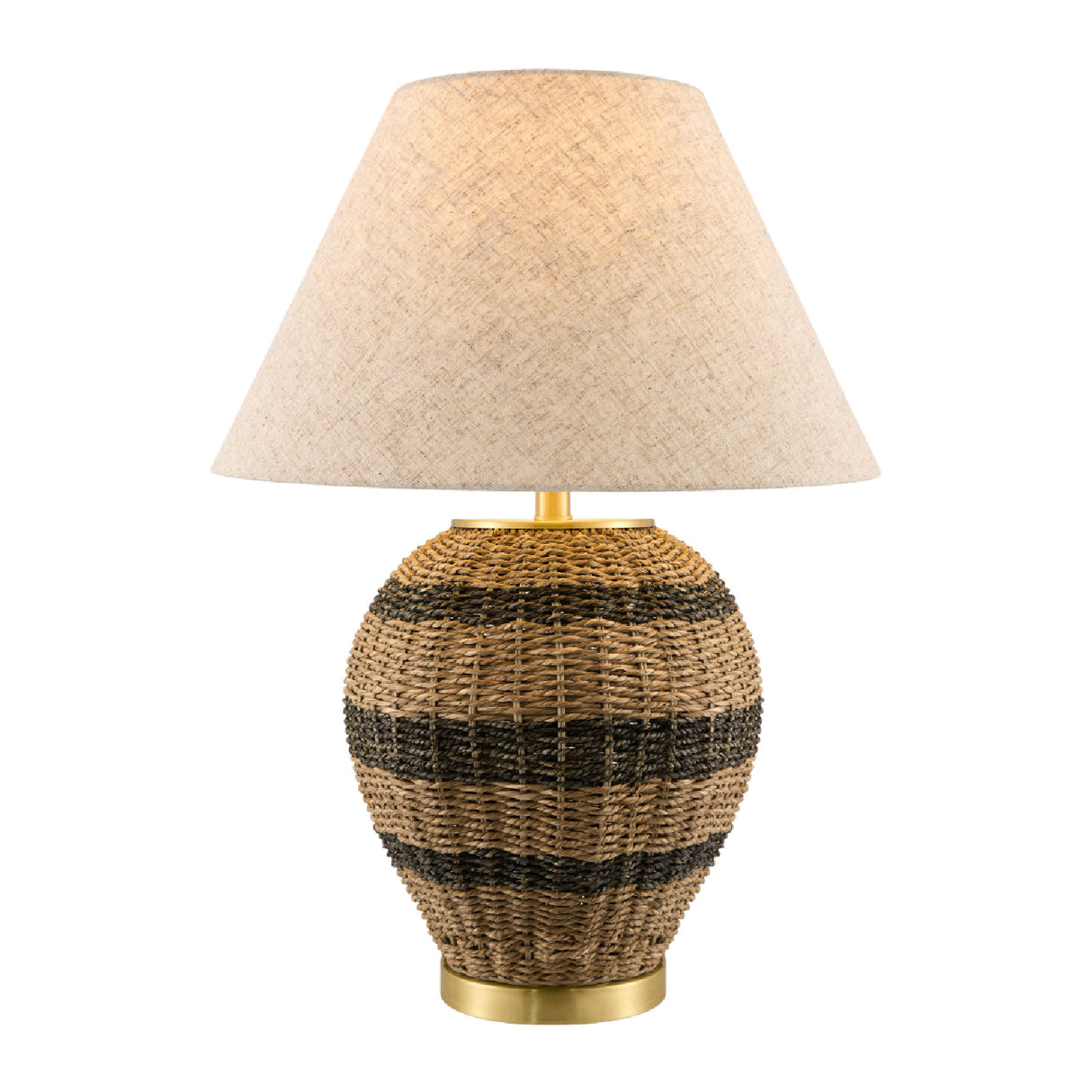 Modern European furniture - Black Lined Rattan Table Lamp - www.oroa.com