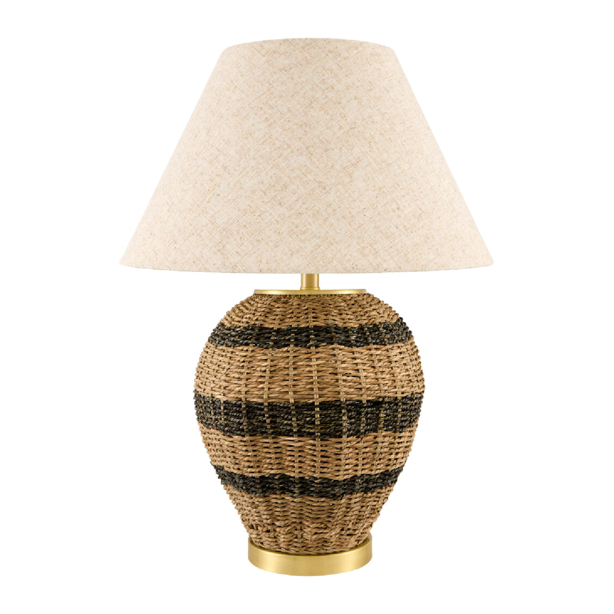 Modern European furniture - Black Lined Rattan Table Lamp - www.oroa.com