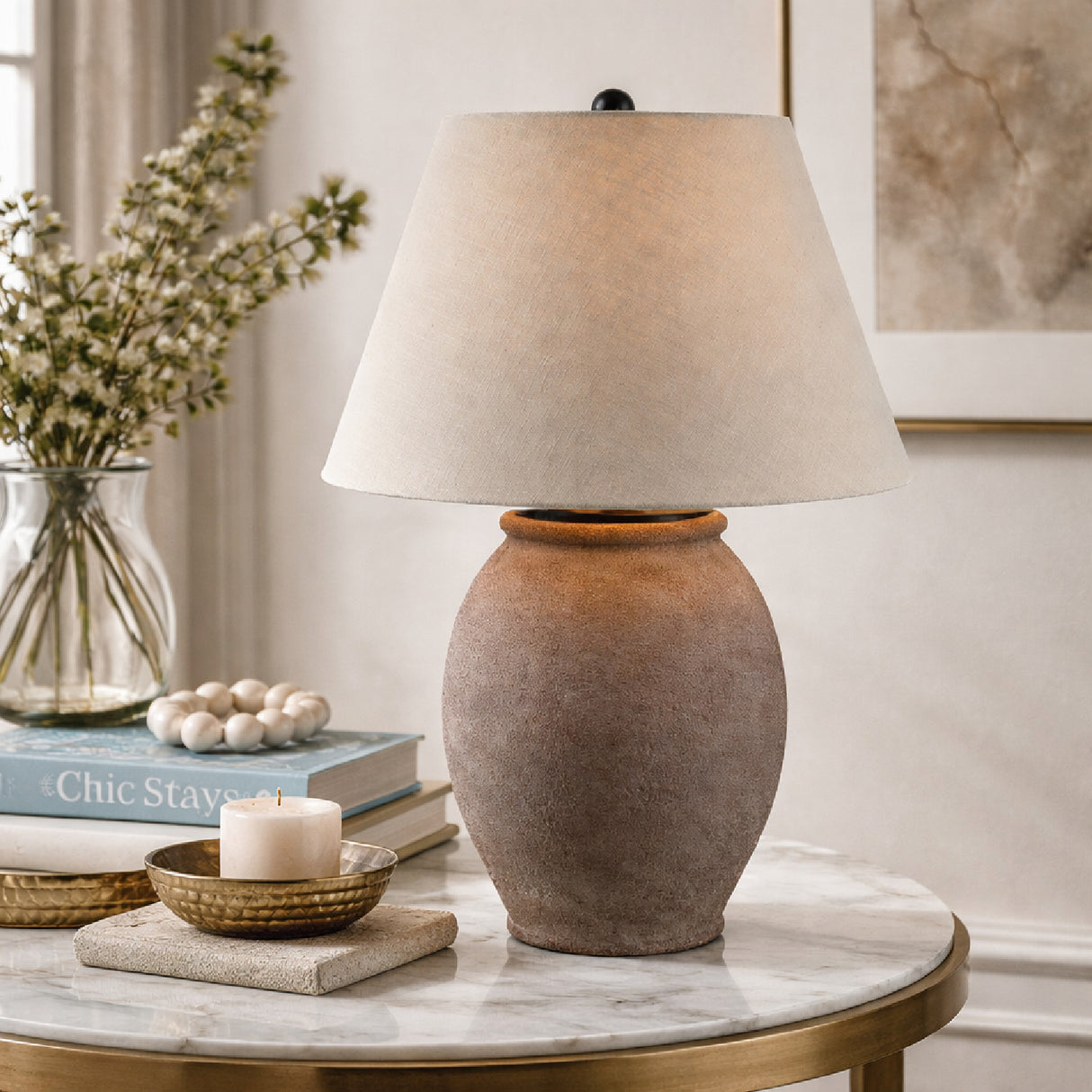 Modern European furniture - Brown Cement Accent Table Lamp - www.oroa.com