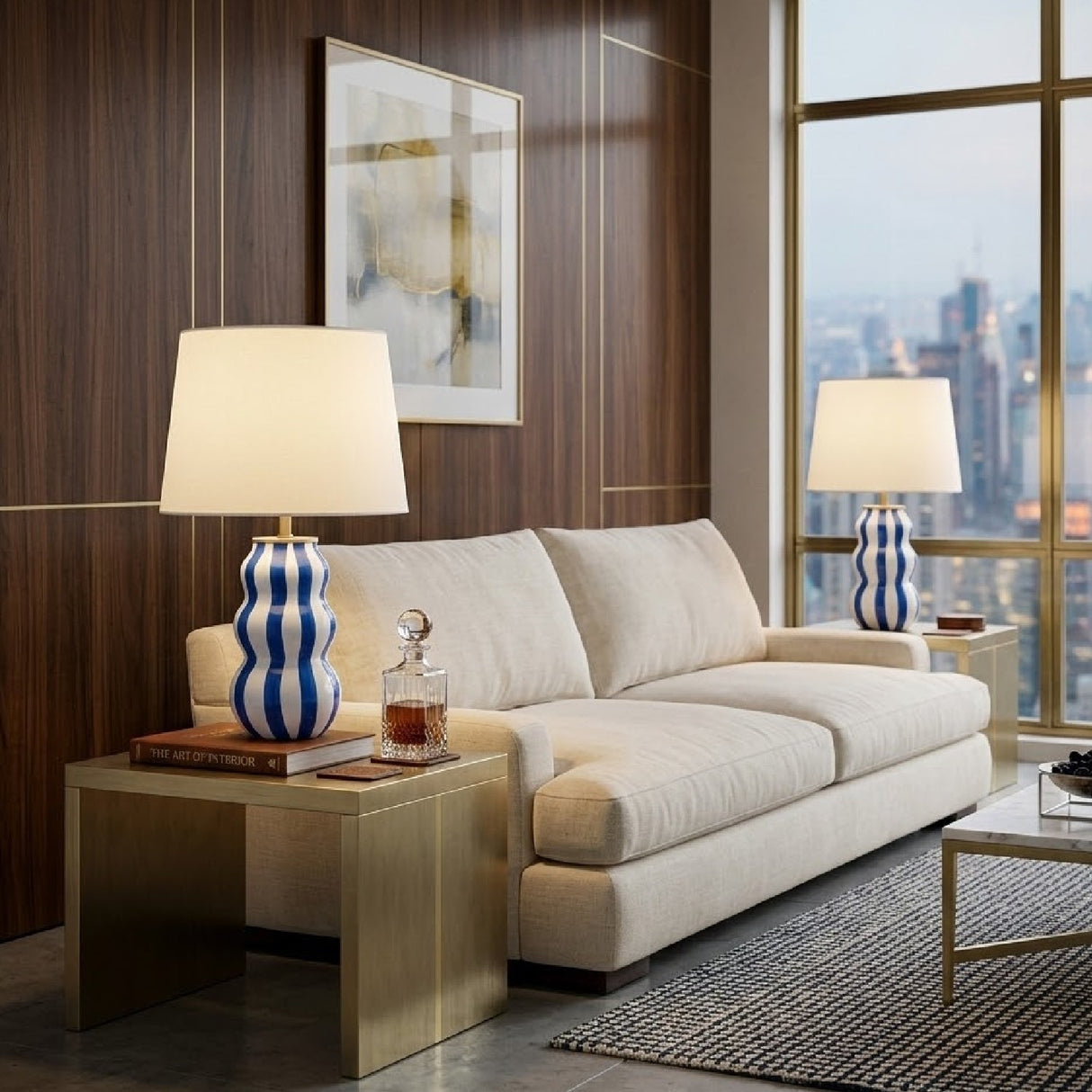 Modern European furniture - Wavy Stripes Ceramic Table Lamps (2) - www.oroa.com