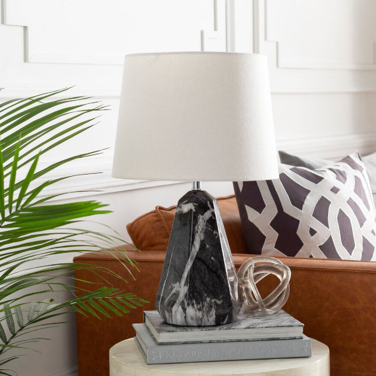 Modern European furniture - Marbled Black Accent Table Lamp - www.oroa.com