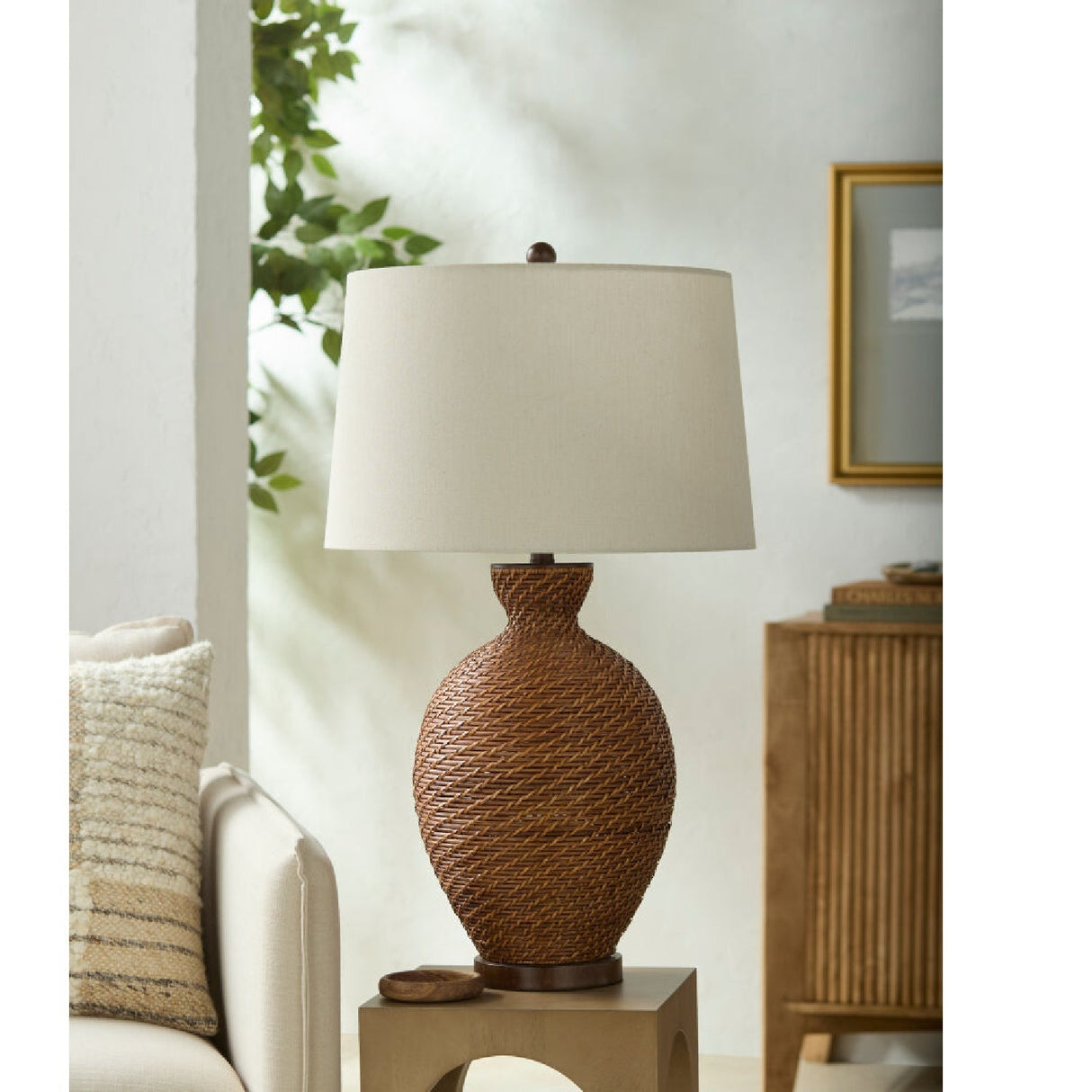 Modern European furniture - Painted Rattan Accent Table Lamp - www.oroa.com