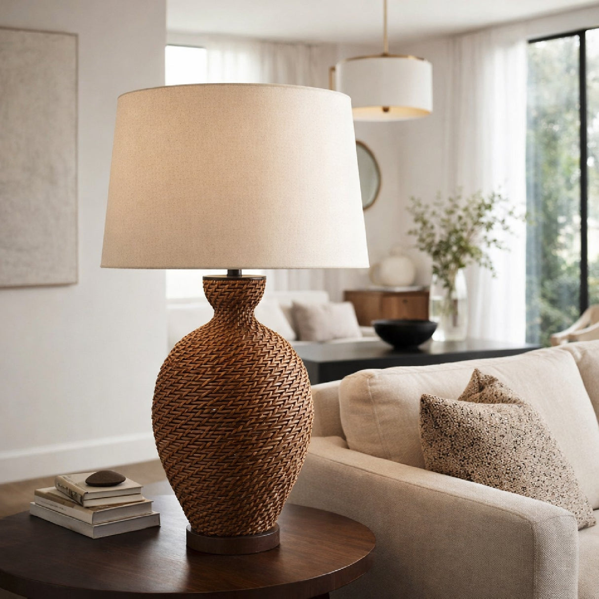 Modern European furniture - Painted Rattan Accent Table Lamp - www.oroa.com
