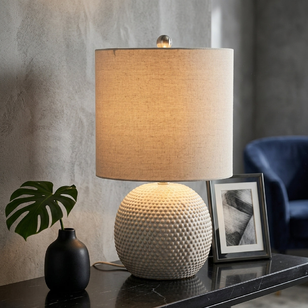Modern European furniture - Glazed Beige Ceramic Table Lamp - www.oroa.com