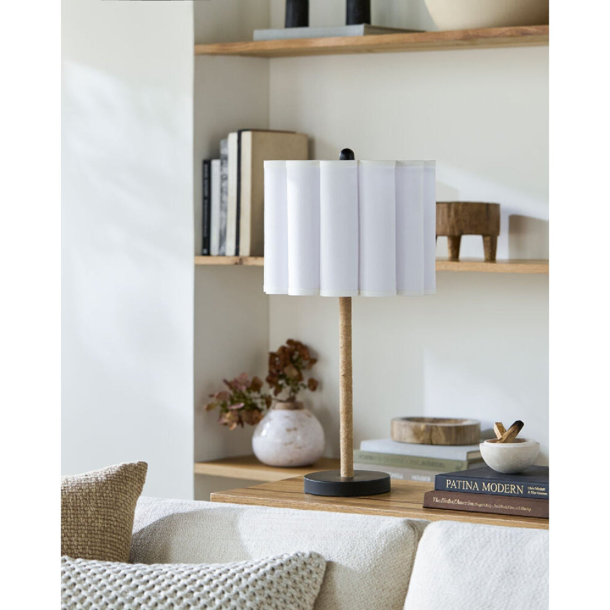 Modern European furniture - Cream Linen Pleated Table Lamp - www.oroa.com