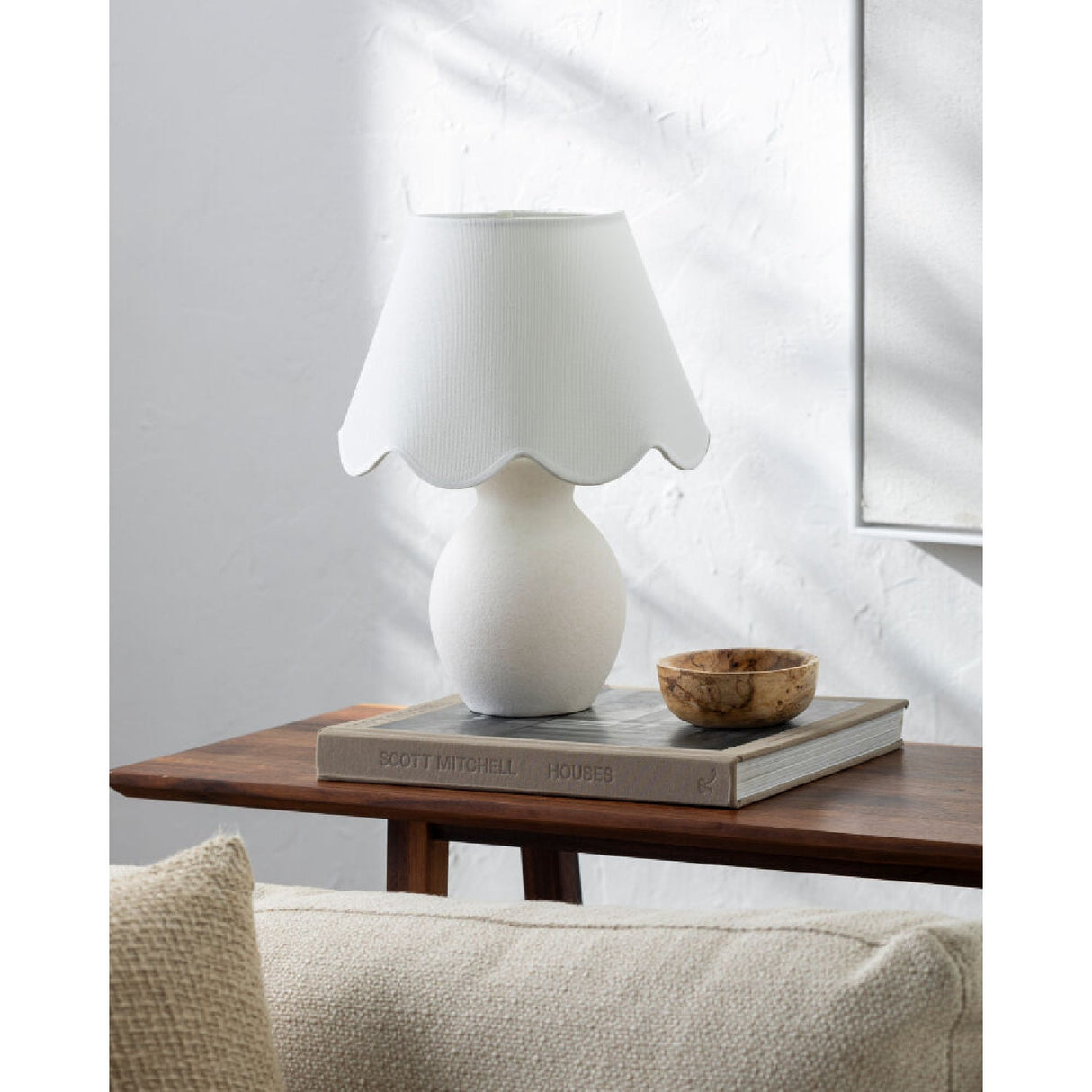Modern European furniture - Scalloped White Cotton Table Lamp - www.oroa.com