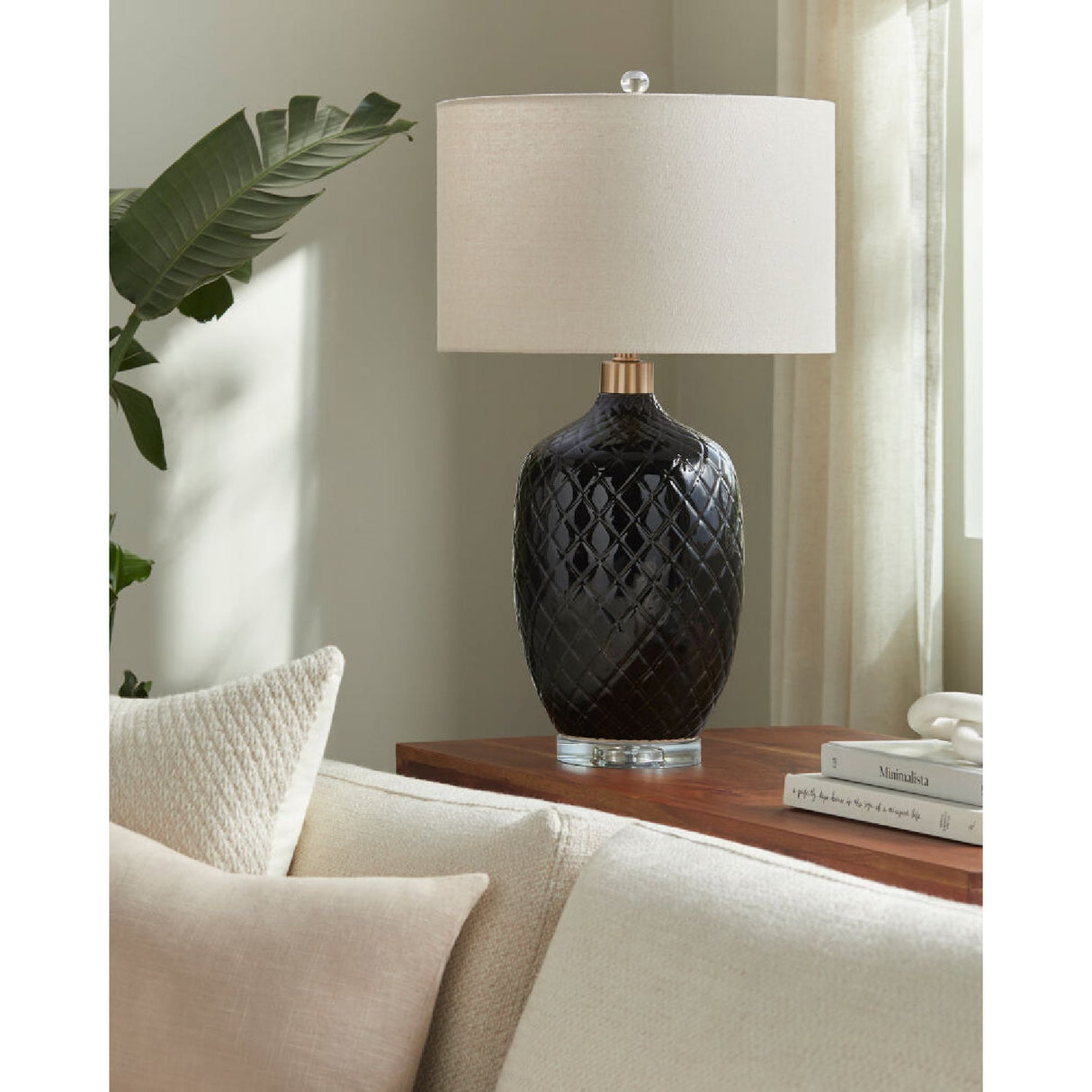 Modern European furniture - Carved Ceramic Linen Table Lamp - www.oroa.com