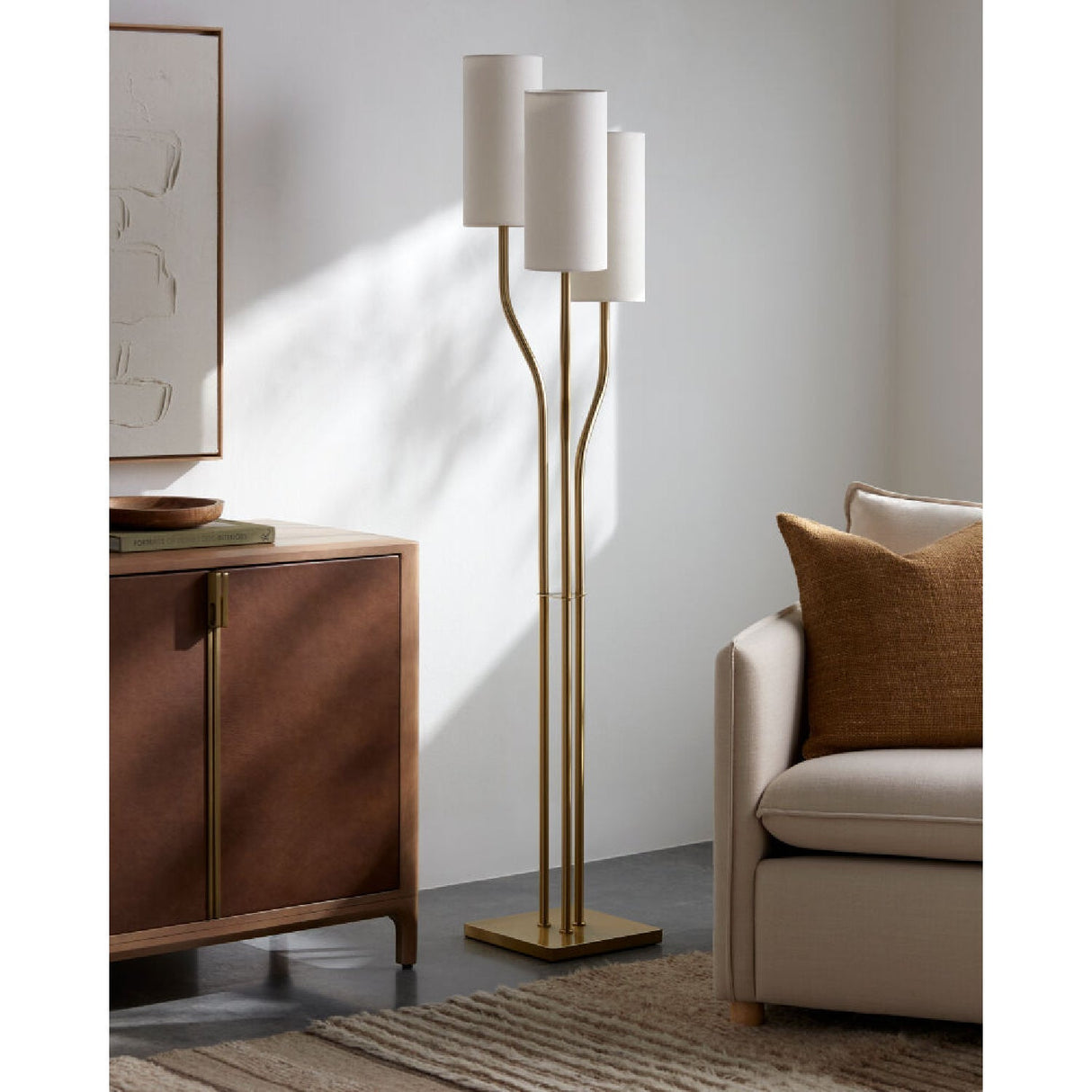 Modern European furniture - White Linen 3-Light Floor Lamp - www.oroa.com