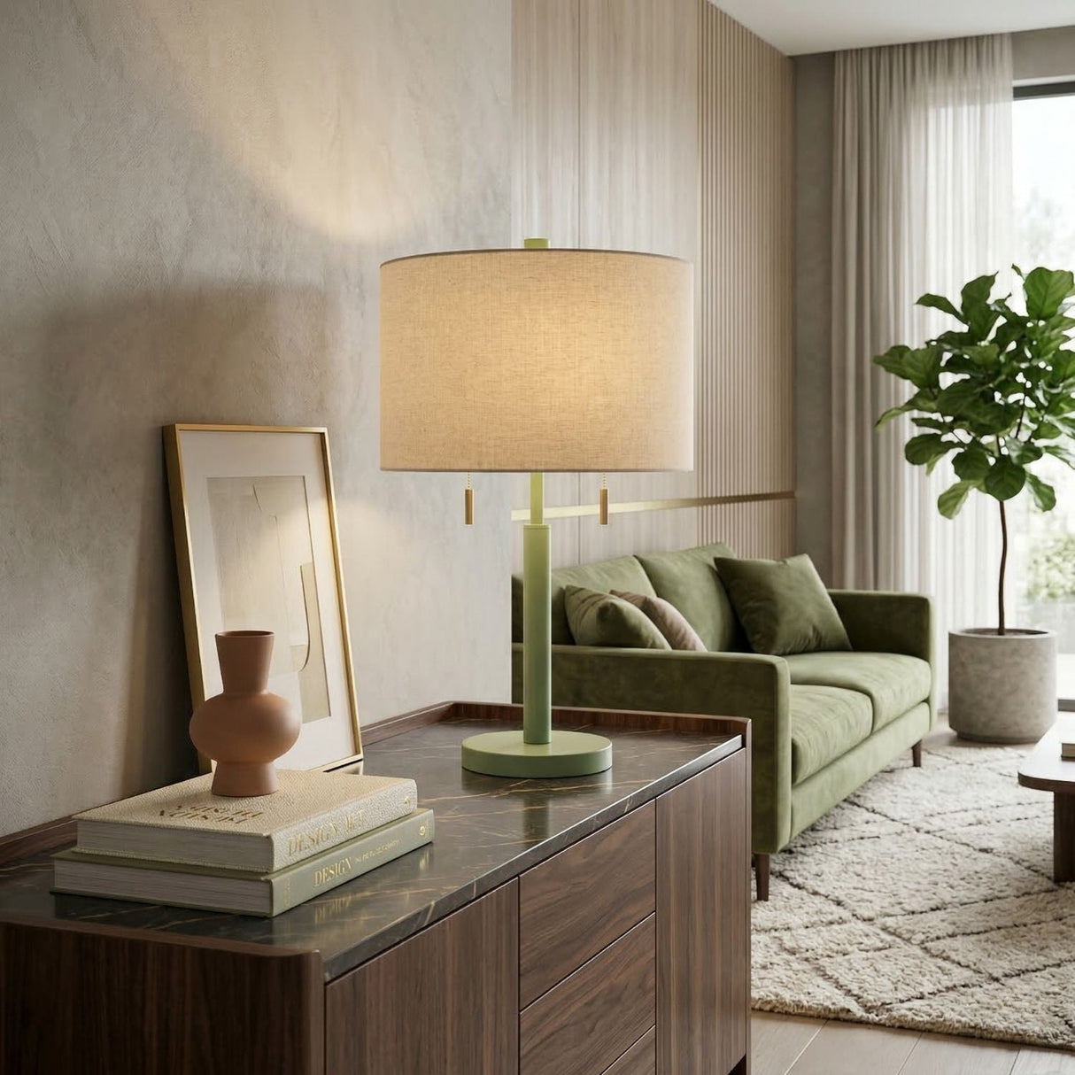 Modern European furniture - Drum Linen Shade Table Lamp - www.oroa.com