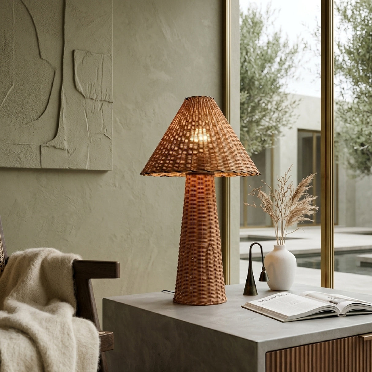 Modern European furniture - Empire Brown Rattan Table Lamp - www.oroa.com
