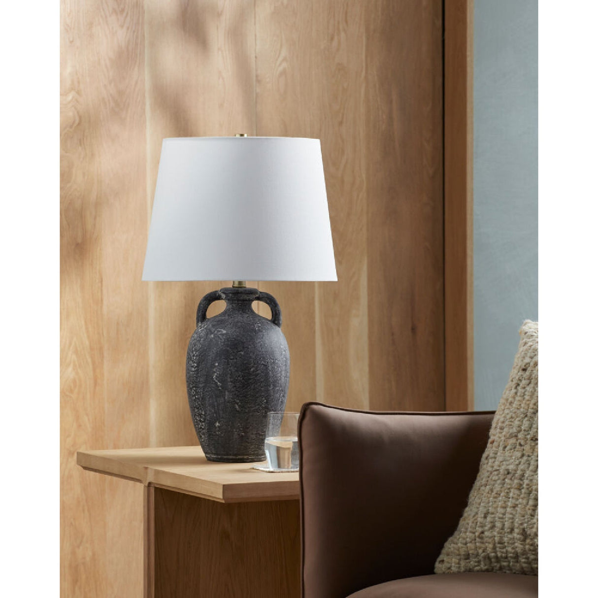 Modern European furniture - Black Ceramic Linen Table Lamp - www.oroa.com