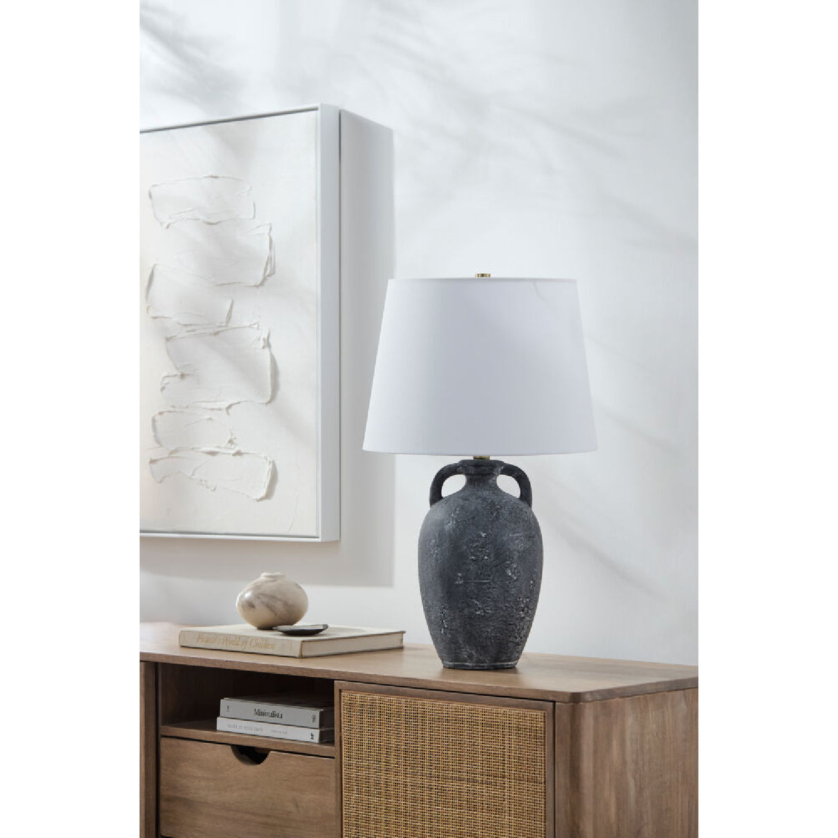 Modern European furniture - Black Ceramic Linen Table Lamp - www.oroa.com