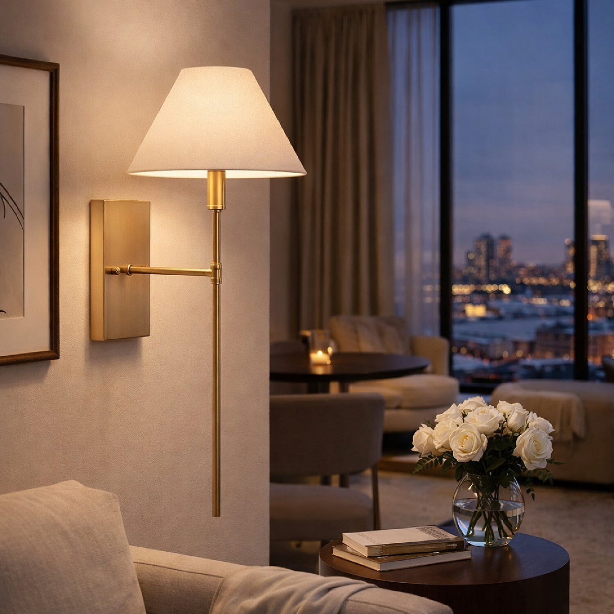 Modern European furniture - Empire White Linen Wall Lamp - www.oroa.com