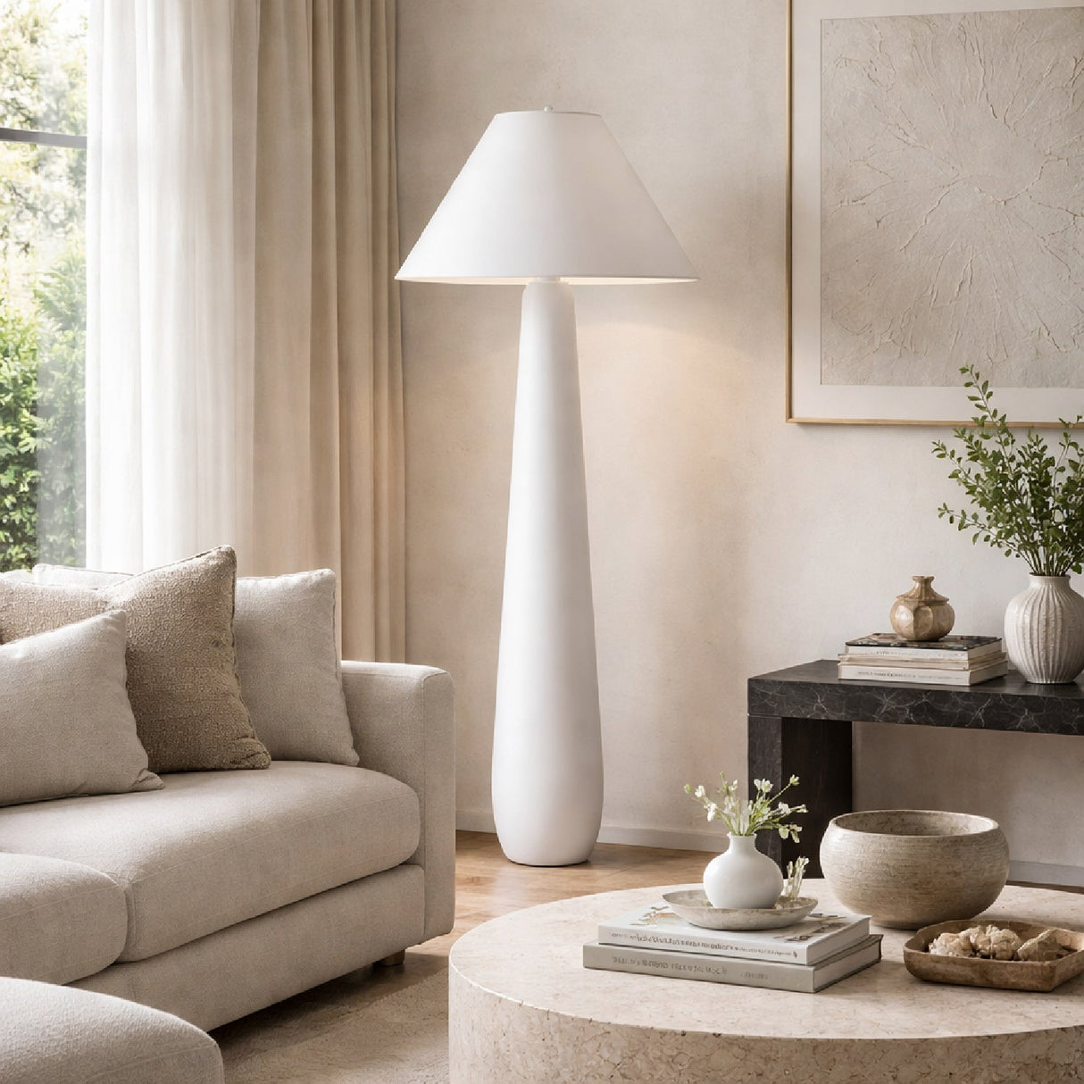 Modern European furniture - Empire Linen Shade Floor Lamp - www.oroa.com