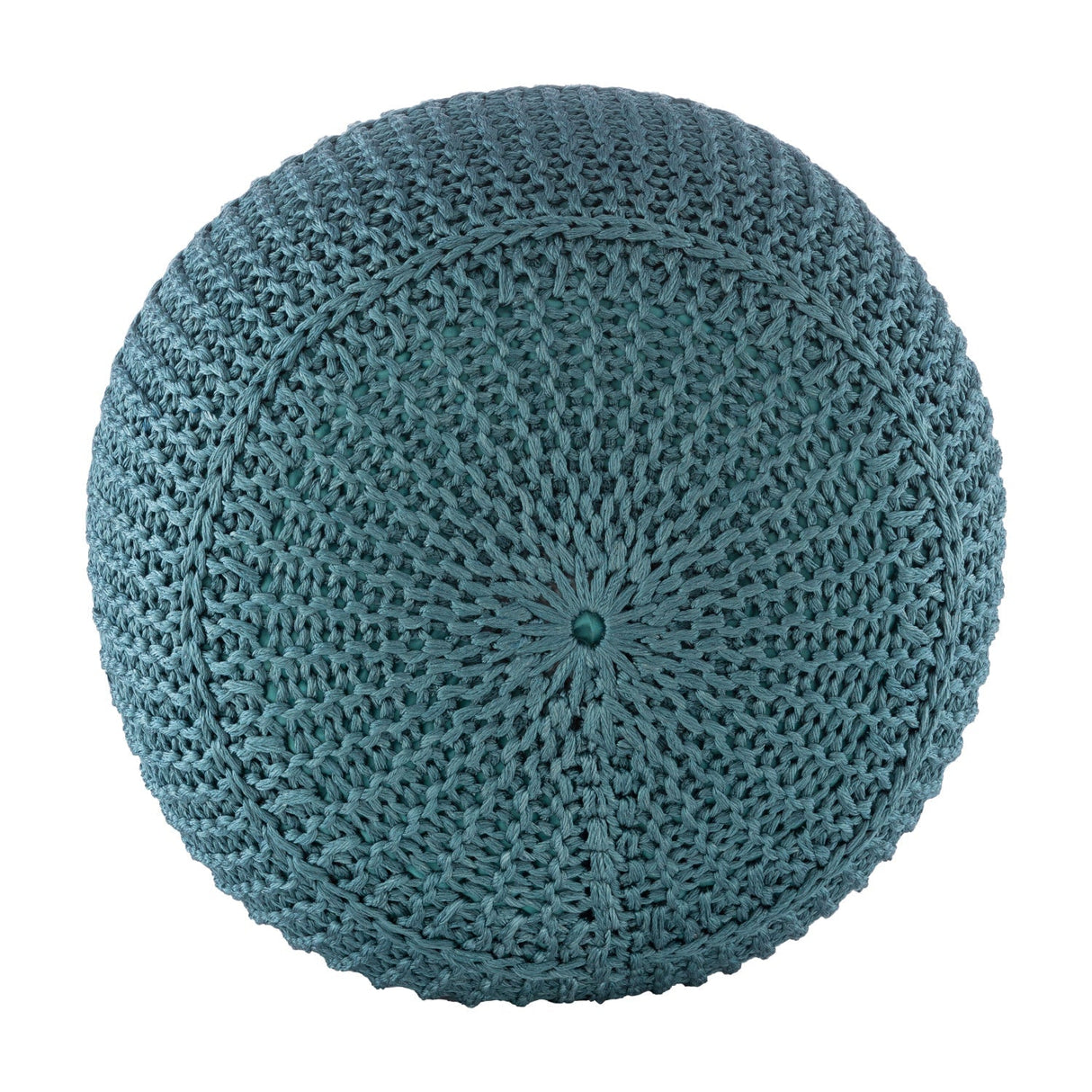 Modern European furniture - Blue Knitted Round Outdoor Pouf - www.oroa.com