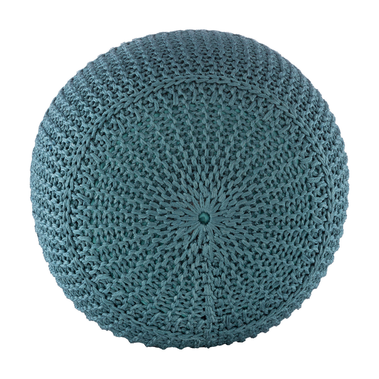 Blue Knitted Round Outdoor Pouf | Oroa.com